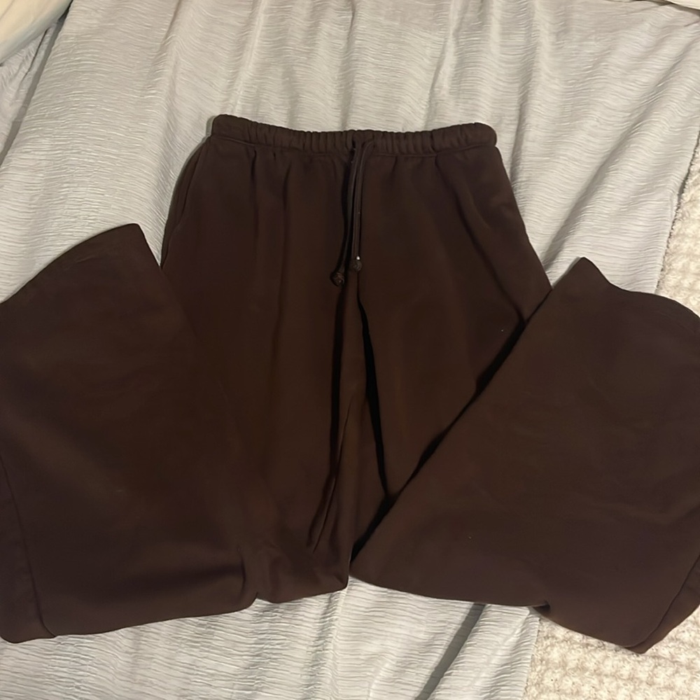 h&m brown wide leg sweats - Picture 2 of 2